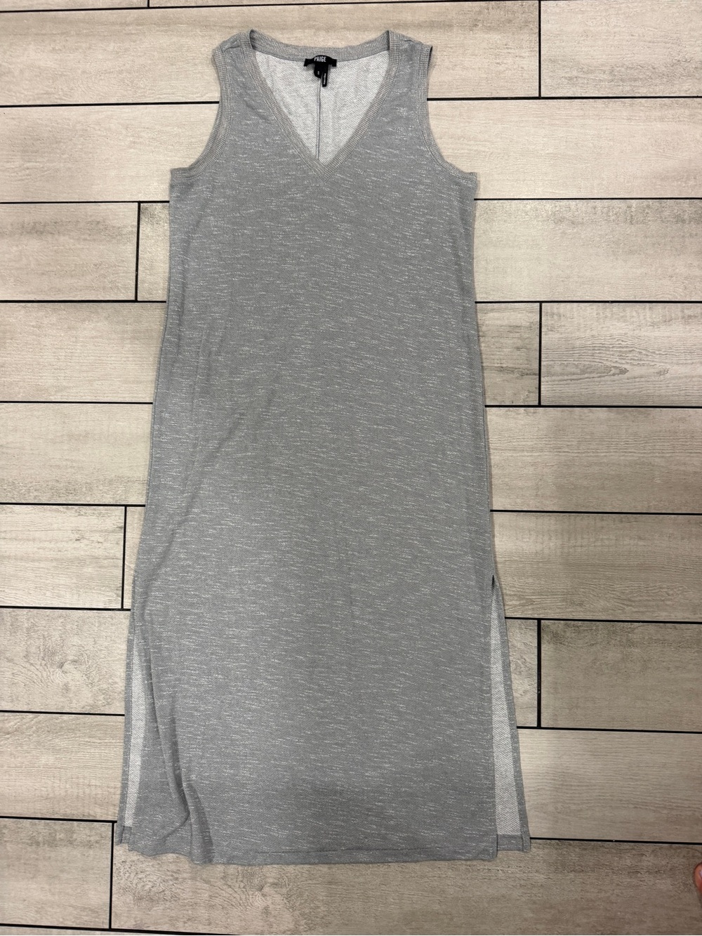 PAIGE Heather Gray Sleeveless V-Neck Knit Maxi Dress